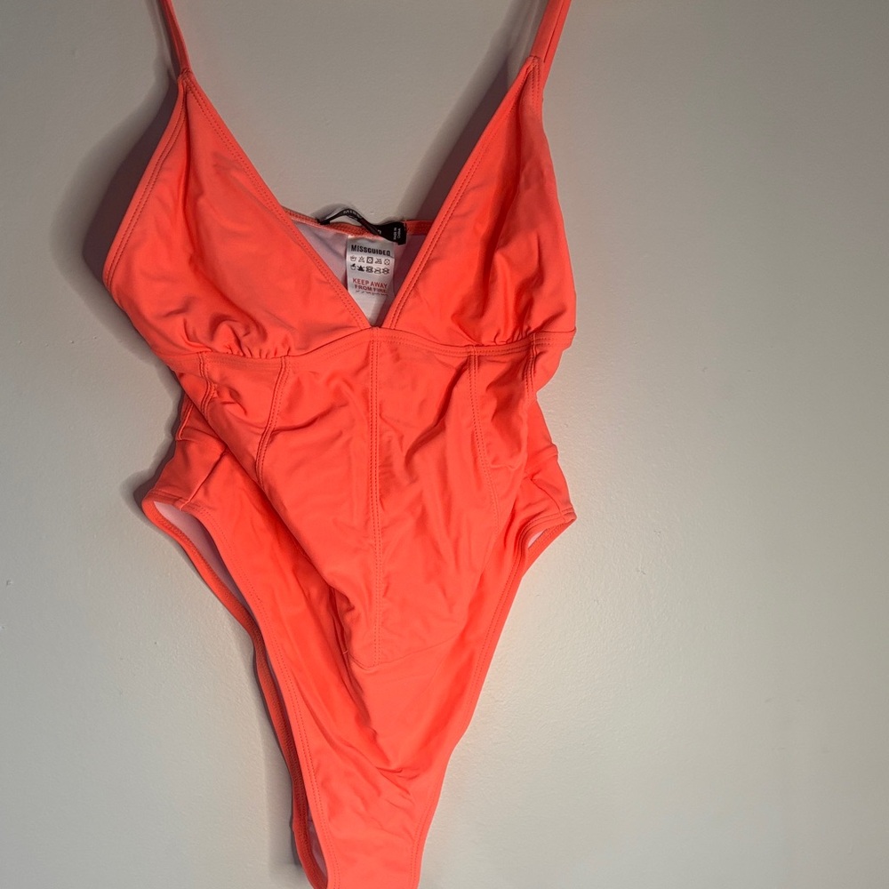 Women’s Neon Coral One-Piece Swimsuit